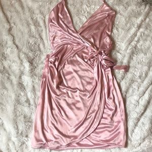 Oh Polly Pink Silk Wrap Dress